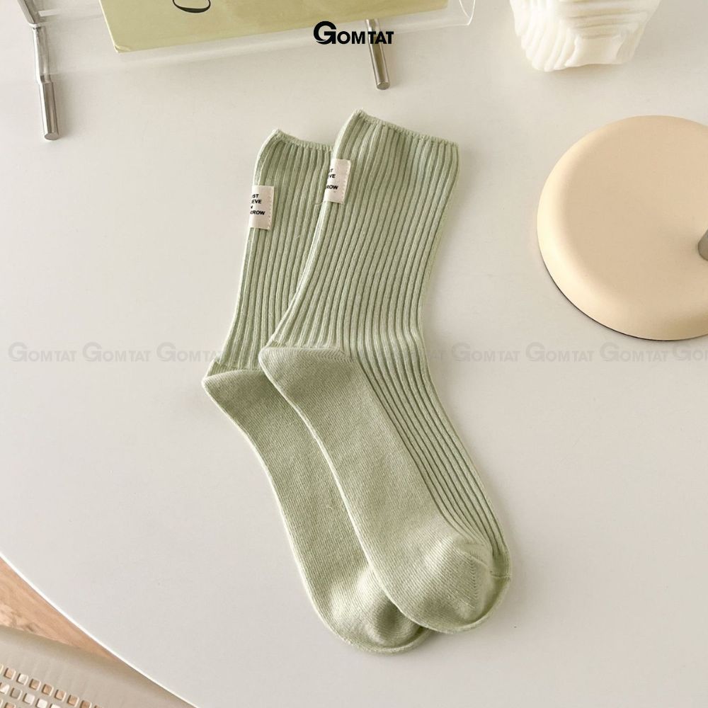 Tất nữ cổ cao trơn GOMTAT nhiều màu phong cách Hàn Quốc, chất liệu cotton nhẹ mềm mại thấm hút thoáng khí - CAOSUXI-PO-3023-1DOI