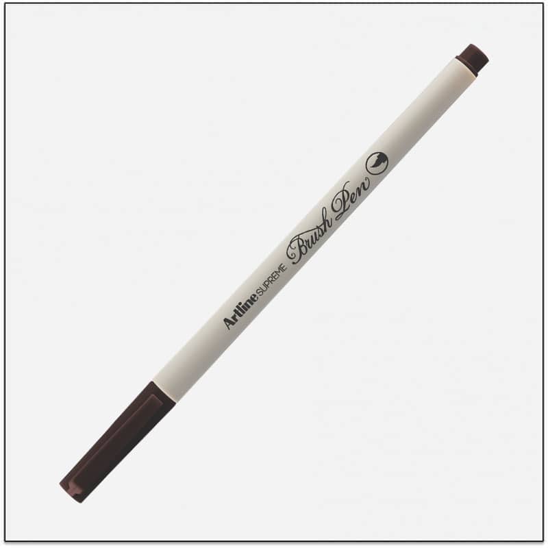 Bút lông đầu cọ viết calligraphy Artline Supreme Brush EPFS-F - Màu nâu tối (Dark Brown)