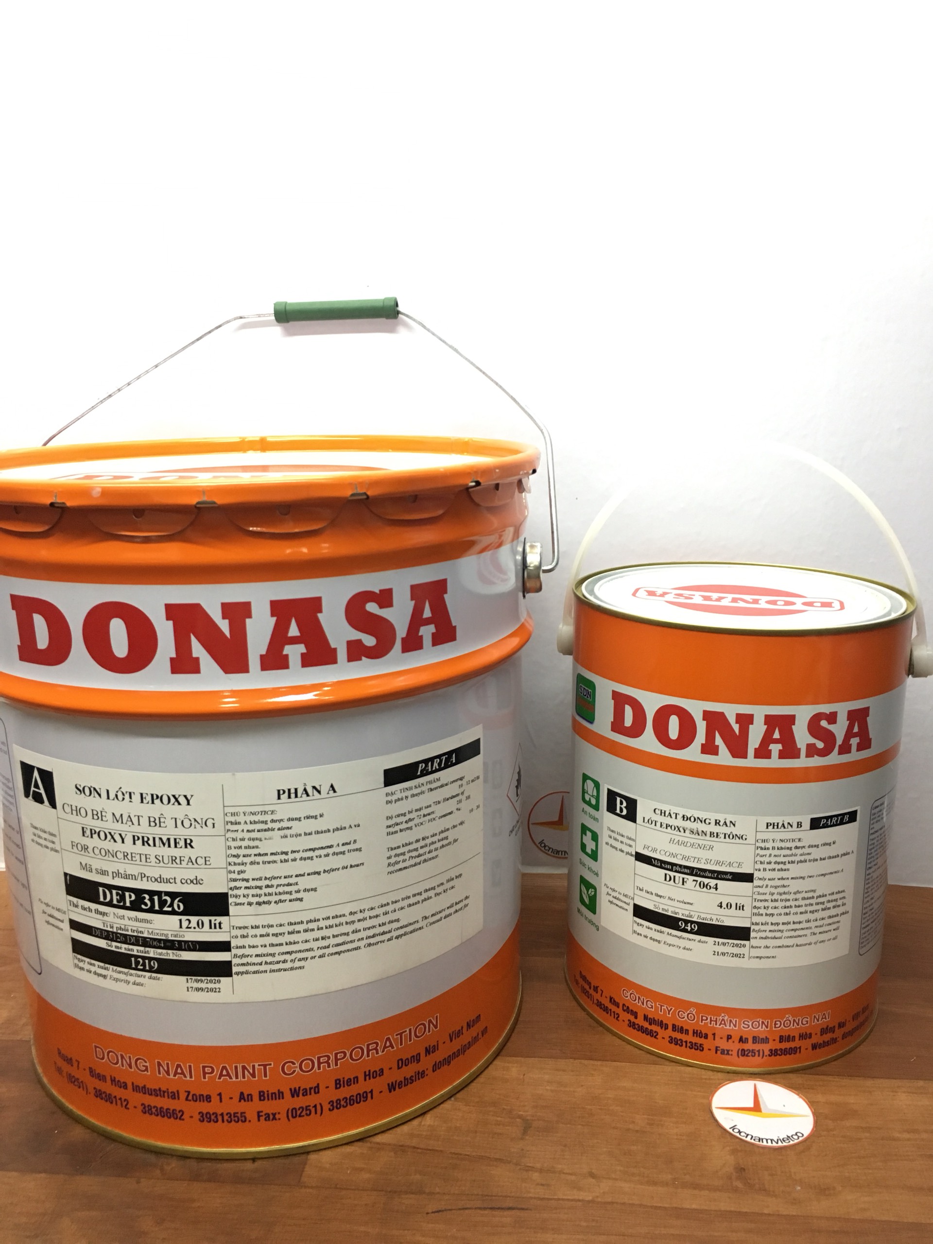 Sơn sàn bê tông Donasa /Floor coating Paint màu xanh lá vàng DEF 9046 15L