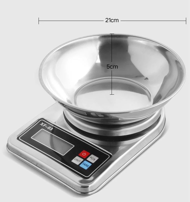 Cân điện tử làm bánh Đài Loan XF-03 - 5Kg Tặng kèm tô inox