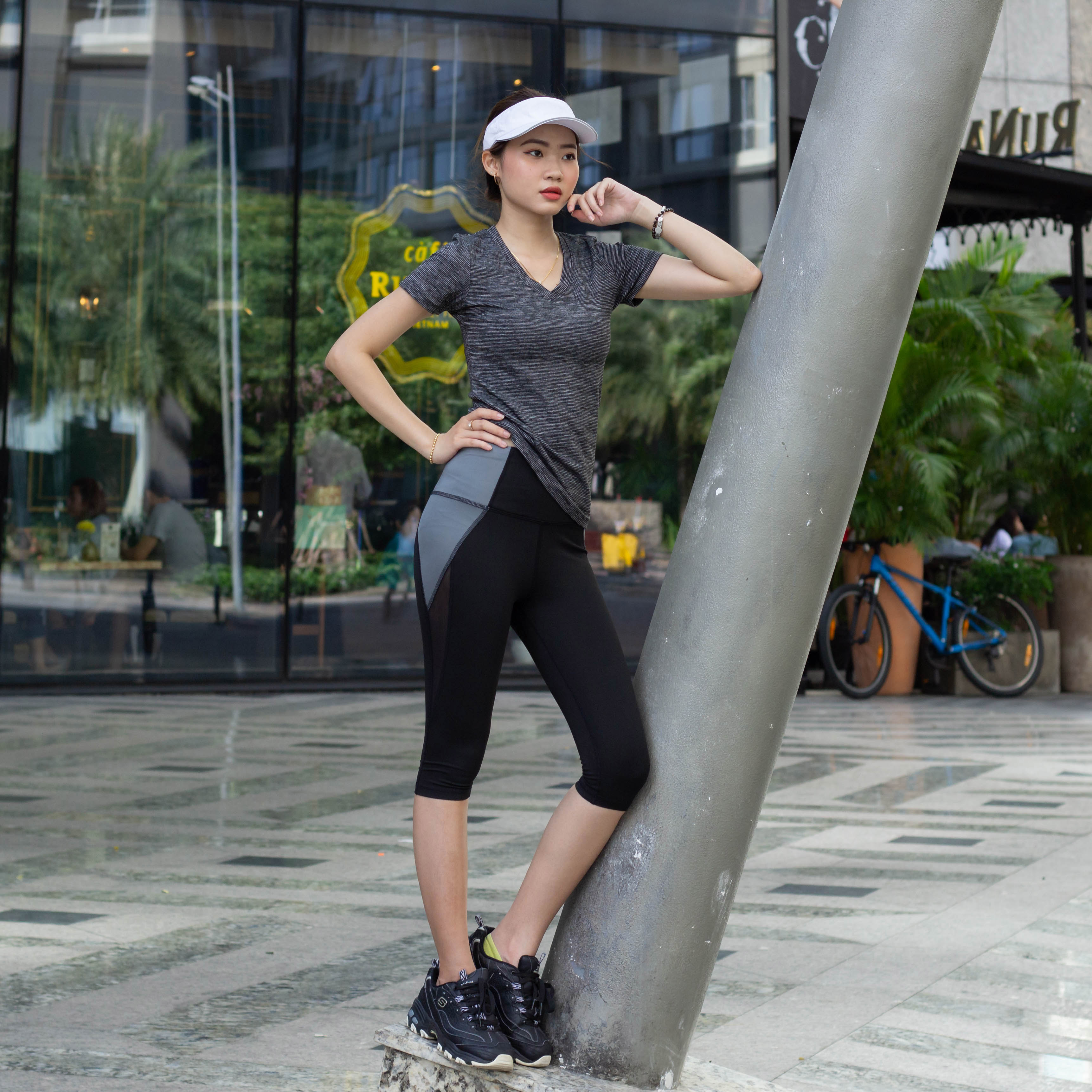 Quần Biker Phối Lưới 2 Bên Tập Gym, Yoga