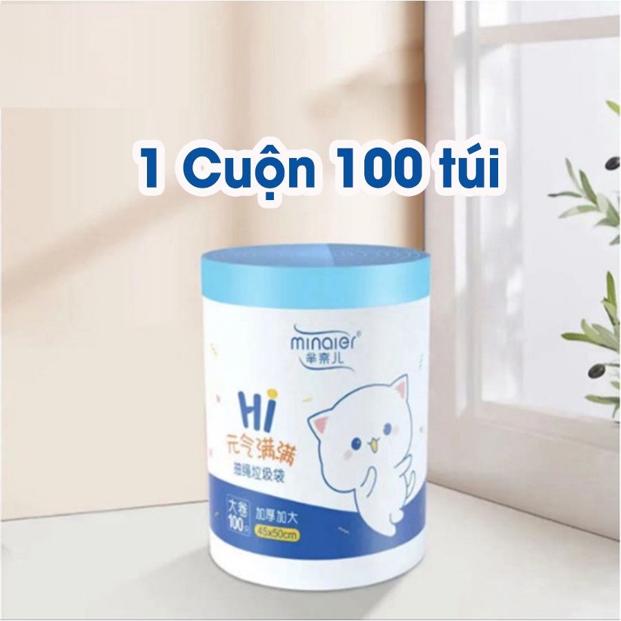 SIÊU HOT CUỘN 100 TÚI RÁC TỰ HUỶ SINH HỌC MINAIER Túi đựng rác dây rút Minaier cuộn 100 túi chịu nhiệt chống rò rỉ nước