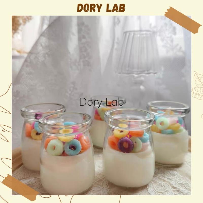 Nến Thơm Ly Sữa Chua Topping Kẹo Vòng Màu Sắc Handmade Không Khói, Phụ Kiện Decor - Dory Lab