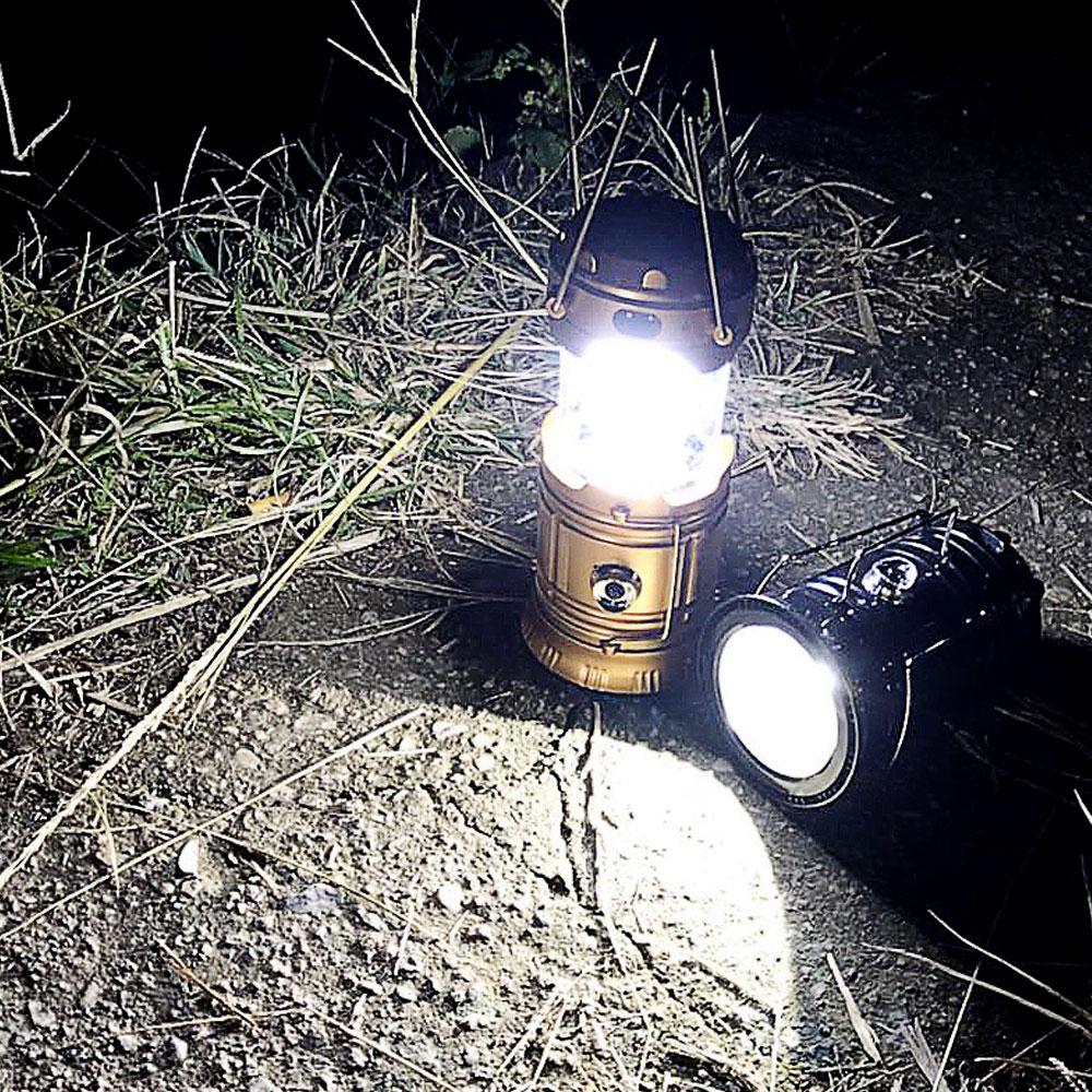 Portable Outdoor Lantern Handhold Flashlight DC Input/Solar Panel Two Power Supply Modes Rechargeable Battery LED Emergency Light Charger for Camping Hiking Traveling