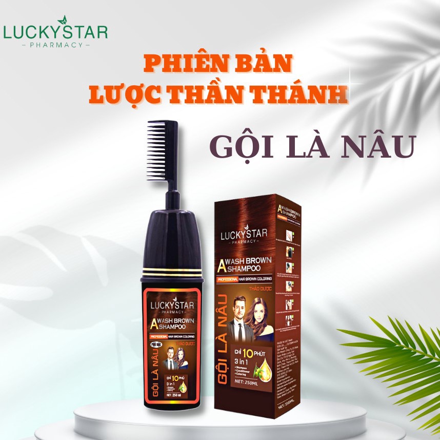 GỘI LÀ NÂU PHỦ BẠC THẢO DƯỢC CAO CẤP KÈM LƯỢC 250ML - LUCKY STAR