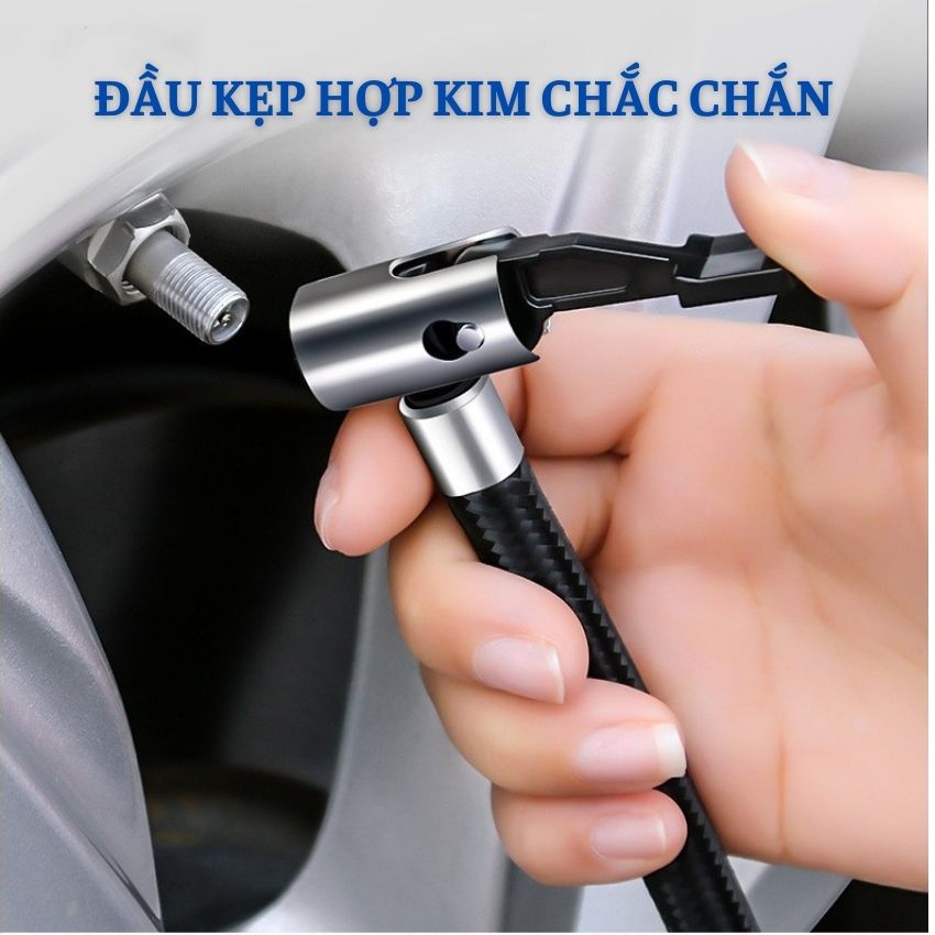 Bơm Lốp Ô Tô Mini 12v Tự Ngắt Đồng Hồ Điện Tử Hiển Thị Áp Suất Lốp