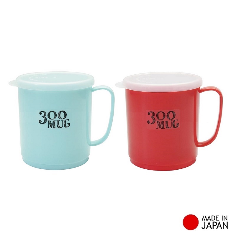 Bộ 2 cốc uống nước có nắp nhiều màu in chữ K519-1 300ml Nội địa Nhật Bản