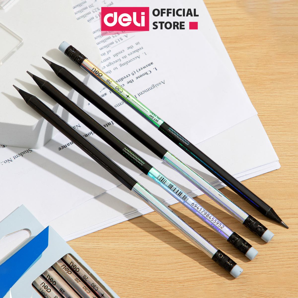 Set 12 Bút Chì Gỗ 2B Chống Gãy Bút Chì Dễ Gọt Cho Học Sinh Viết Chì Gỗ Deli - CC30 CC31
