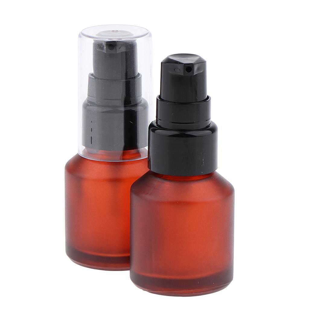 4pcs Empty Spray Pump Bottle Refillable Amber Glass Lotions Bottle 60ml/15ml