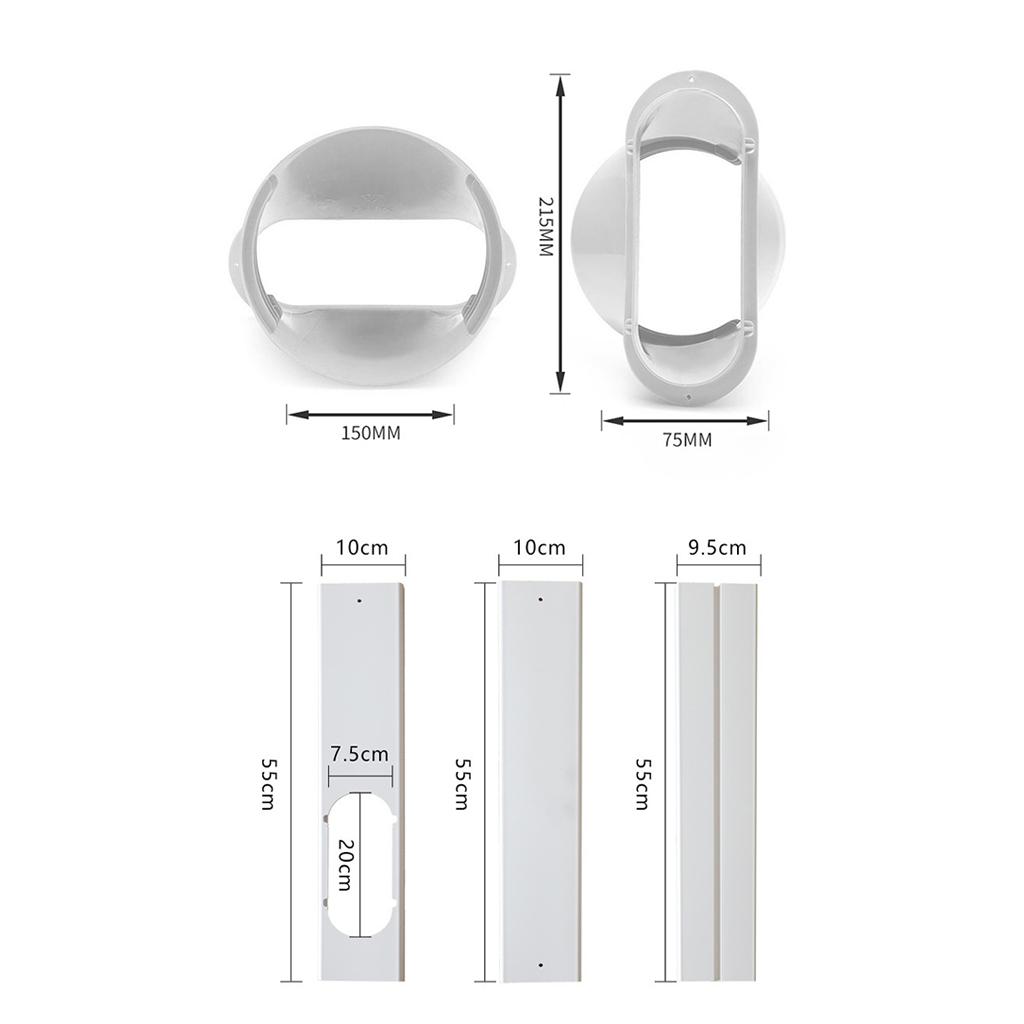 Air Conditioner Window Seal, 5Pcs Window Plate Kit Flexible Easy to Install Mouth Adapter Air Conditioner Pipe Set Portable AC Replacement Window Hose