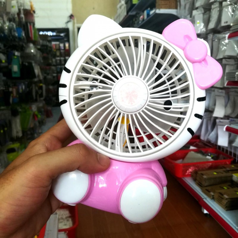 Quạt Sạc Mini Hình Hello Kitty Cho Bé, Thiết Kế Nhỏ Gọn Dễ Thương, Dễ Dàng Di Chuyển Theo Mùa Du Lịch