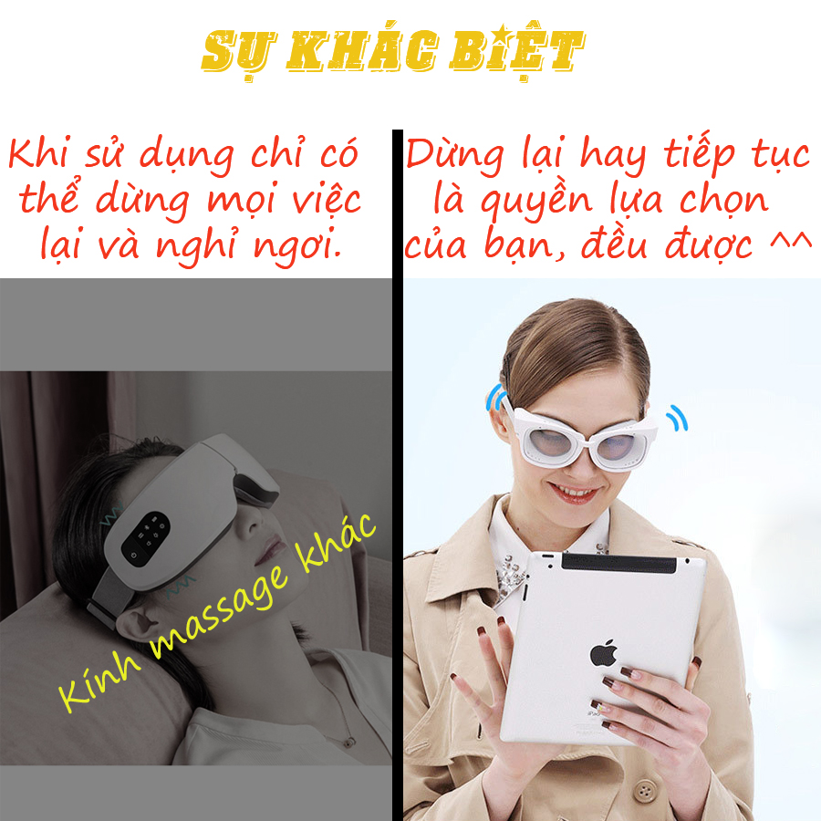 Kính massage mắt thông minh sử dụng ngay cả khi làm việc, tiếp sức phục hồi thư giãn đôi mắt bạn