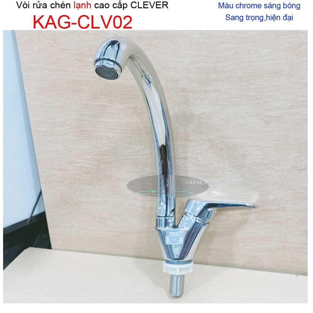 Vòi rửa chén bát KAG-CLV02, Vòi  nóng lạnh, vòi bếp nóng lạnh chậu rửa chén Clever