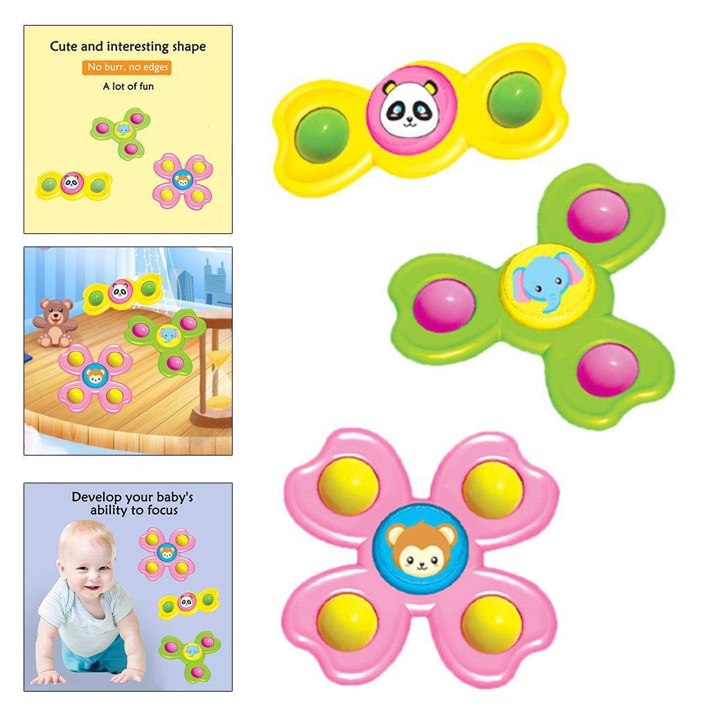 3pcs Suction Cup Top Toy Bathing Toys for Kids Boys Girls animal