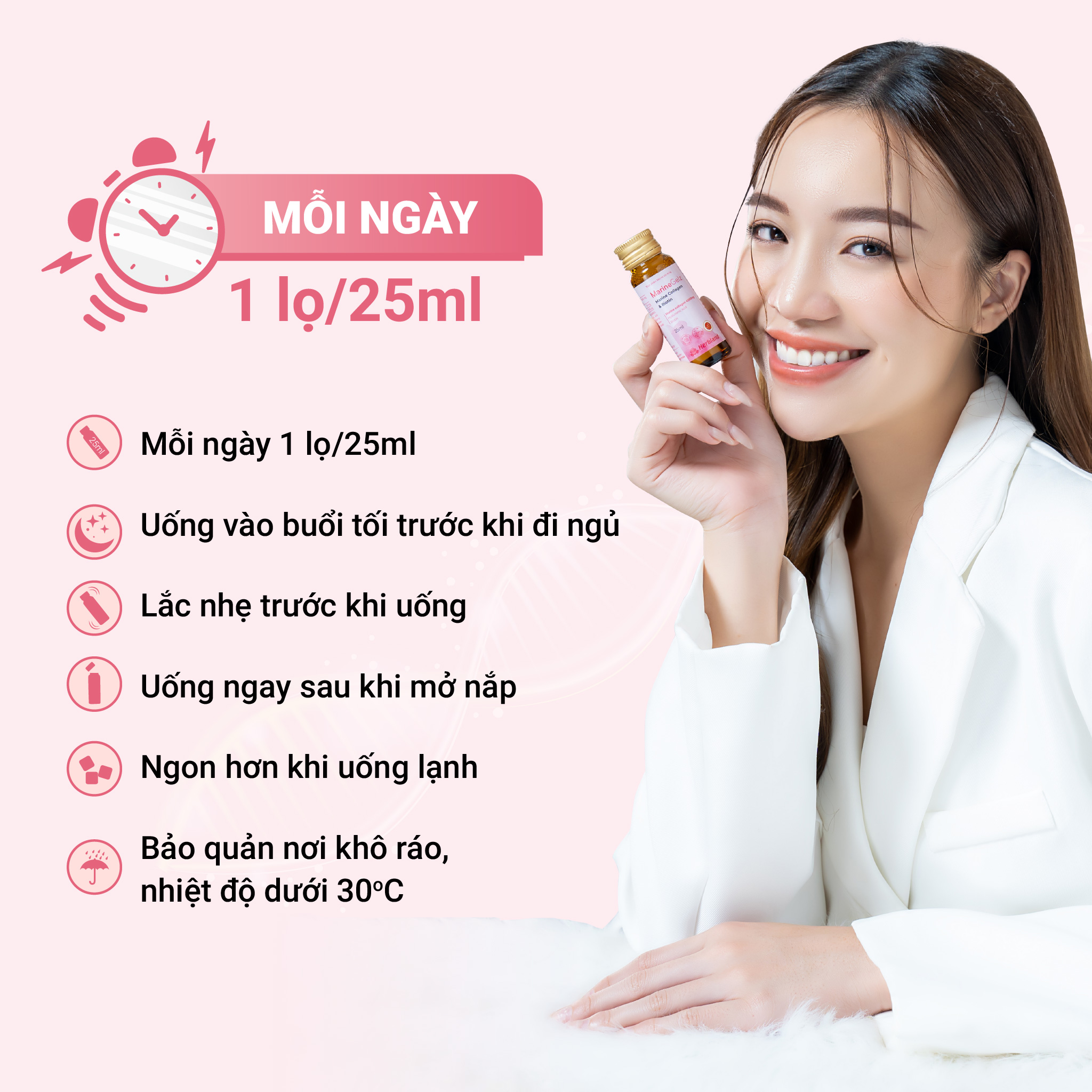 Nước uống Collagen MarineGelz 4000mg ngăn ngừa lão hóa, trẻ hóa làn da - (10 lọ x 25ml)