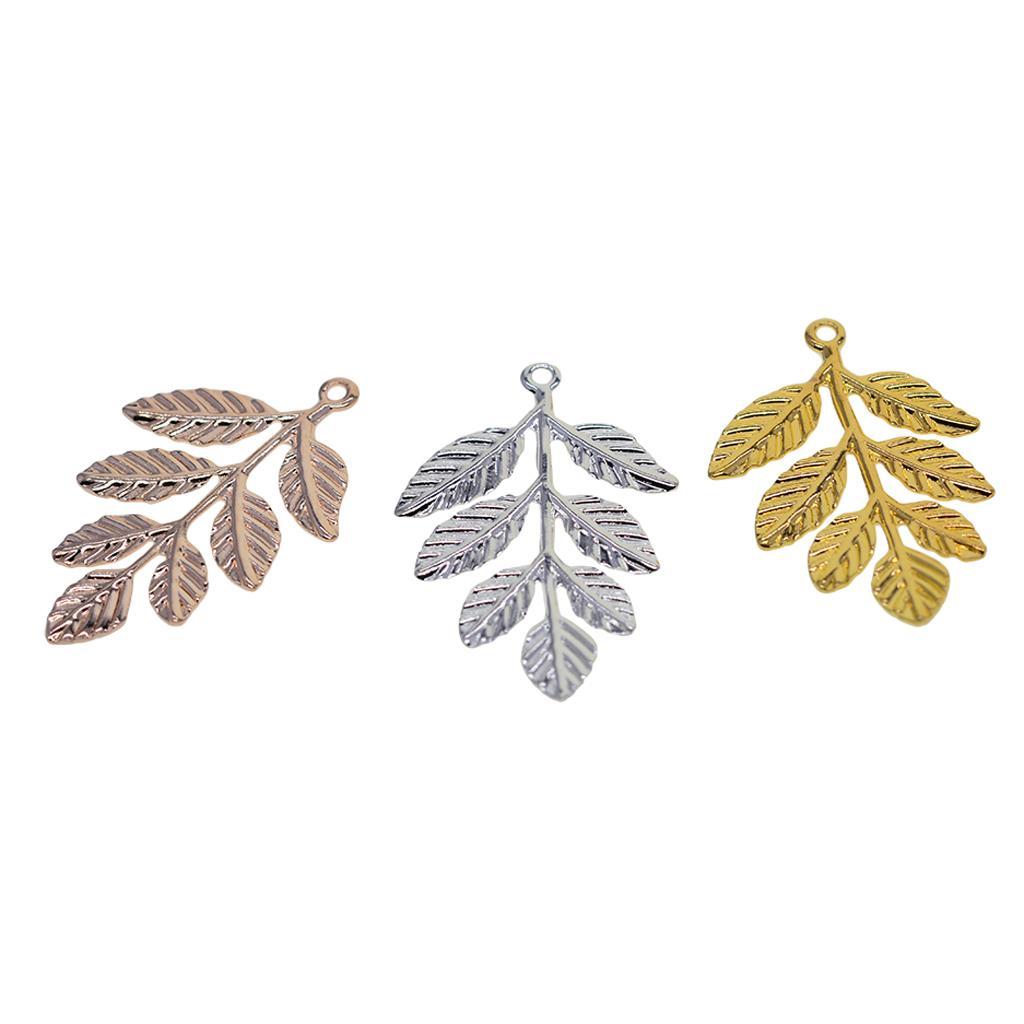 30x Assorted Color Leaf Filigree Branches Charms Pendants DIY Making Crafts