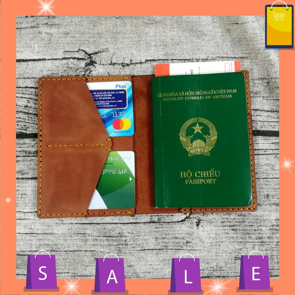 Bóp ví đựng passport, hộ chiếu da bò thật 100% handmade Dyshop PP1123