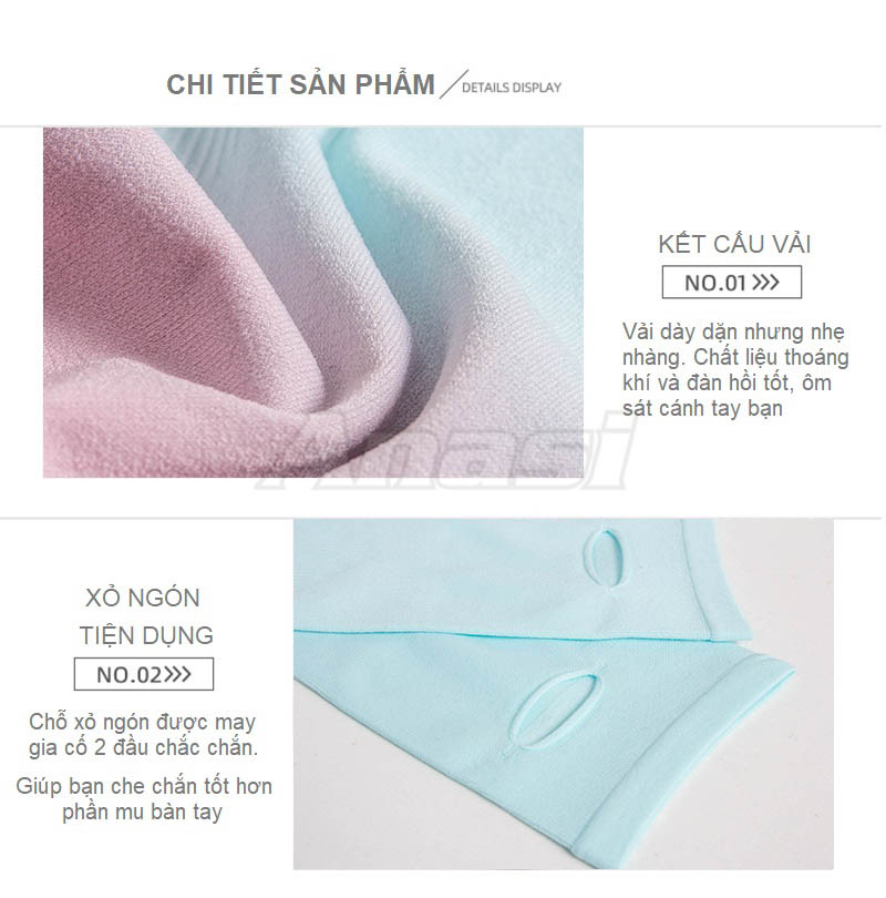 Găng tay chống nắng Anasi Ombre xỏ ngón cho nữ OB34 - Anasi Ombre Sun Protection Sleeves