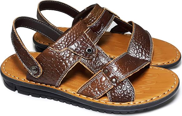 Giày Sandal Quai Ngang Da Bò Thật Happyshoes Cao Cấp HP02