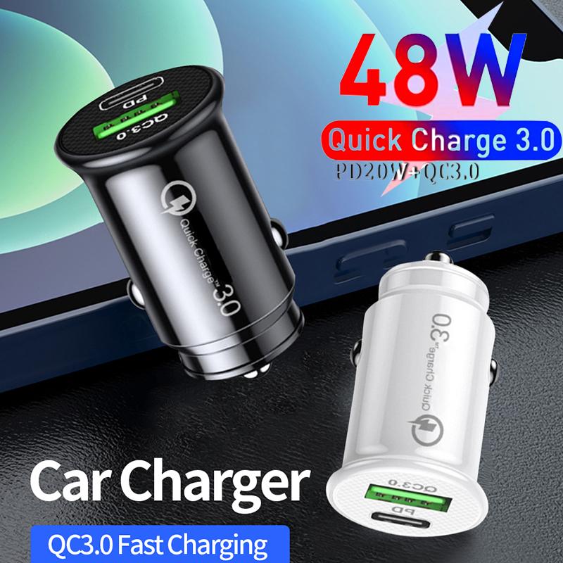 Bộ sạc xe hơi USB kép 48W nhanh trên đường USB C PD LIGHT