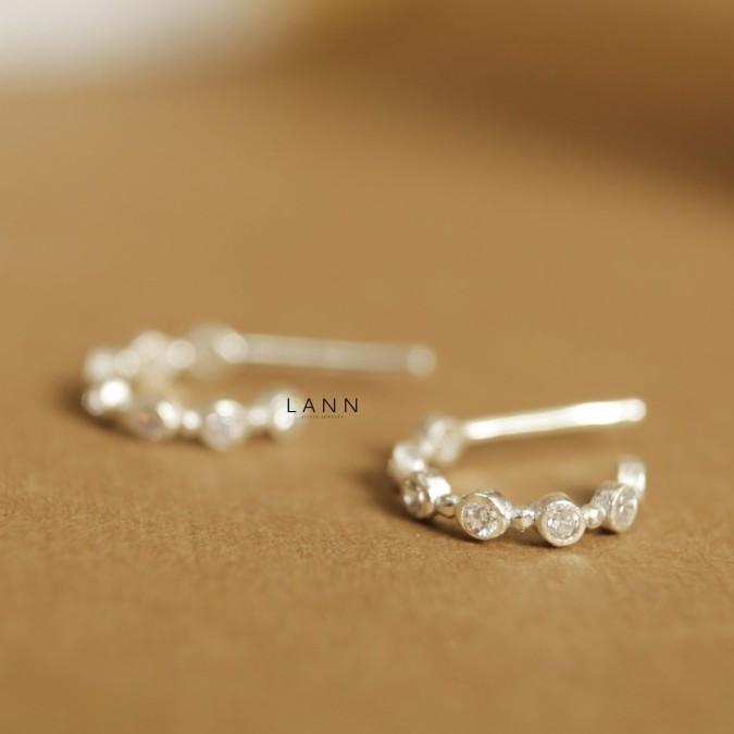 Khuyên Đường Tròn Đá Tròn Cách S925 LANN