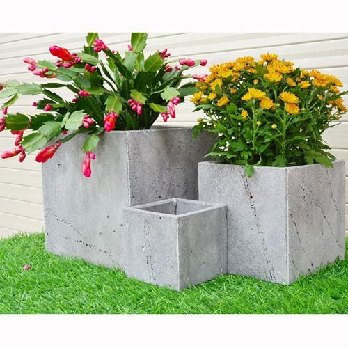 3 Chậu cây cảnh đá ong xám V20x20, V15x15, V10x10 cm
