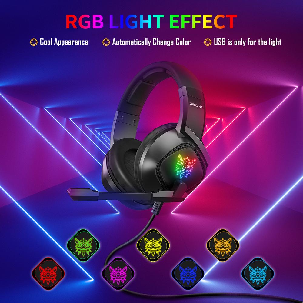Tai nghe chơi game thể thao điện tử có dây ONIKUMA K19 với bộ điều khiển 40mm Micrô giảm tiếng ồn Khả năng tương thích rộng