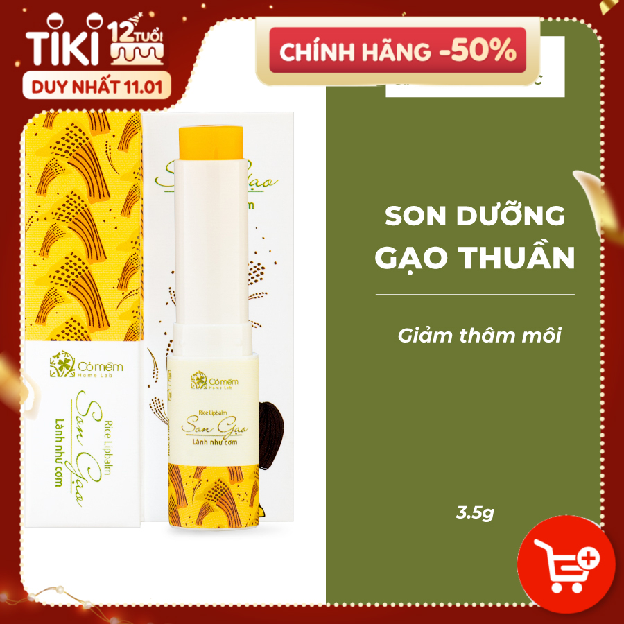 Son dưỡng môi Gạo Cỏ Mềm Không Màu Giúp Dưỡng Mềm Môi Chống Khô Nẻ An Toàn Cho Cả Mẹ Bầu Và Trẻ Sơ Sinh 3,6g