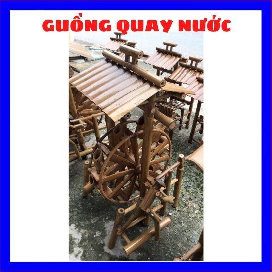 (đk 80) Guồng quay nước phong thủy ,thác nước bằng tre mi ni tiểu cảnh hồ cá