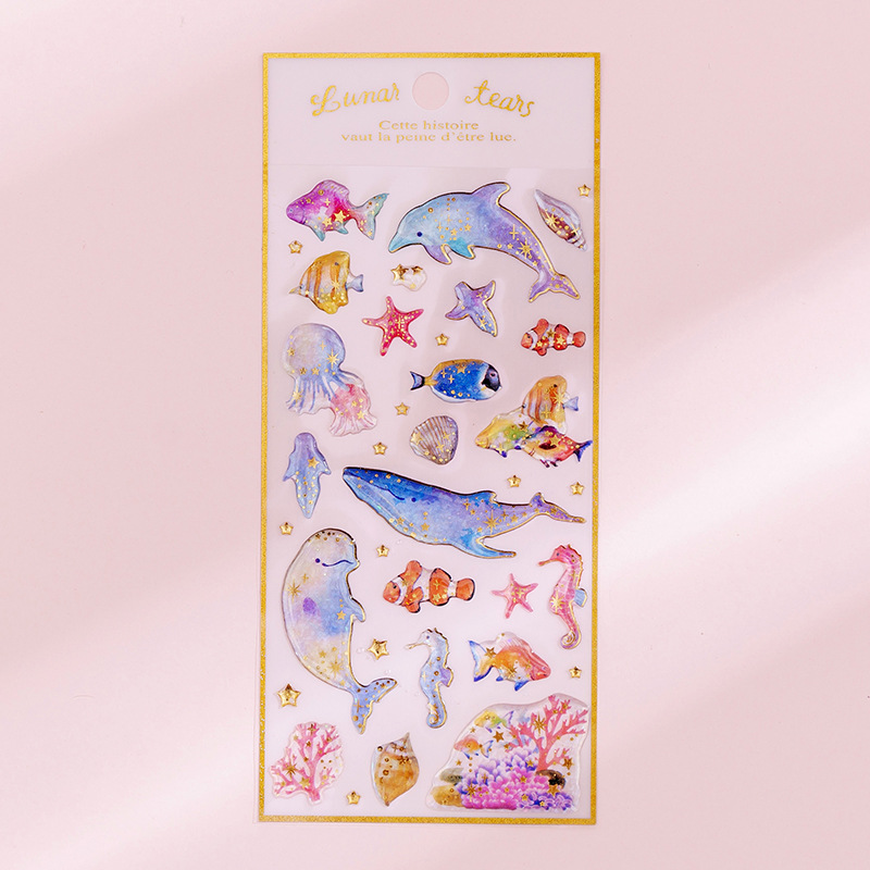 Sticker nổi Lunar tears hoạ tiết vàng lấp lánh 21x9cm