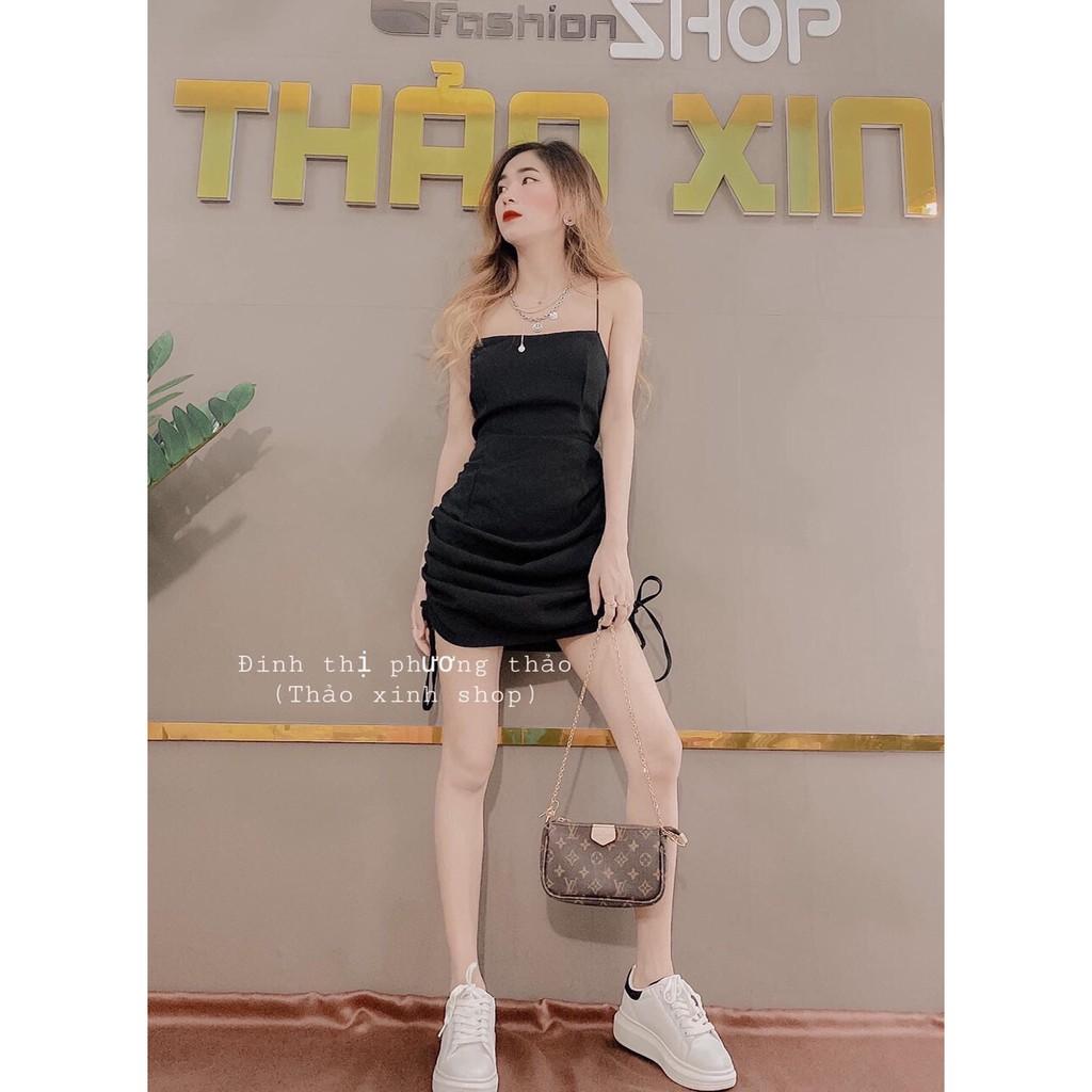 Đầm rút dây có dây cột sau lưng siêu dễ thương
