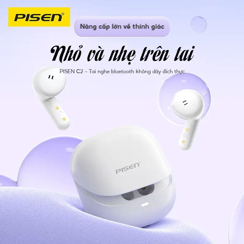 Tai nghe Bluetooth PISEN C2 ANC ENC True wireless, Kim Ánh cho dùng thử 30 ngày, hàng chính hãng, bảo hành 18 tháng