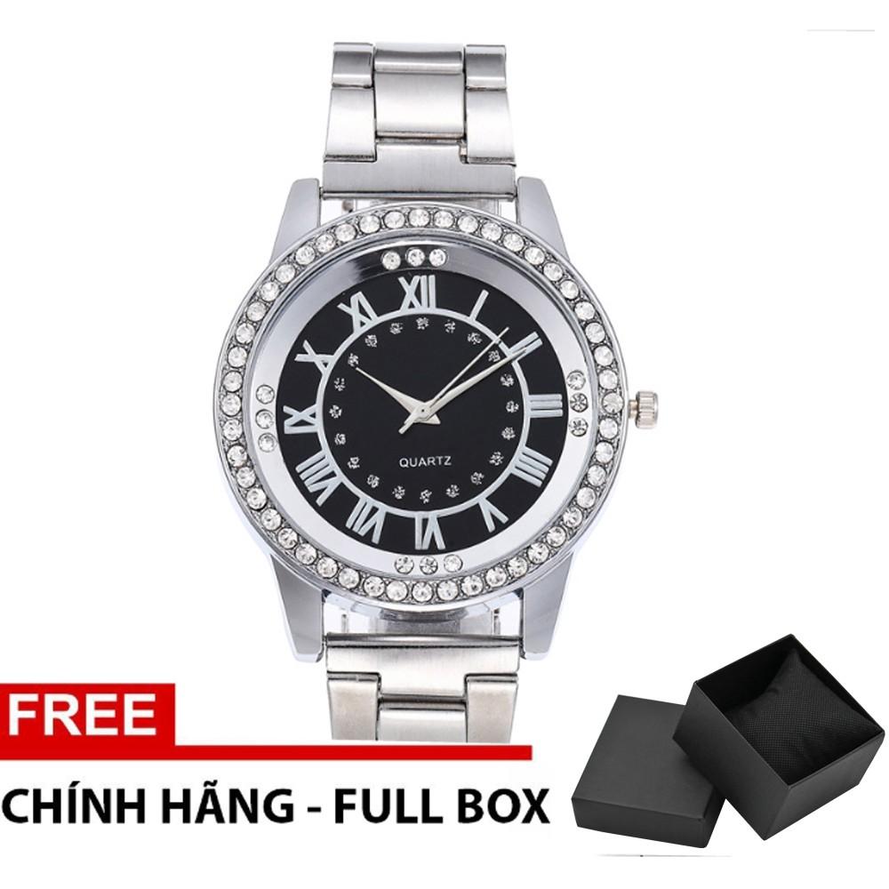 Đồng hồ nữ viên kim cương dây thép chống gỉ tặng kèm hộp XTHT 10