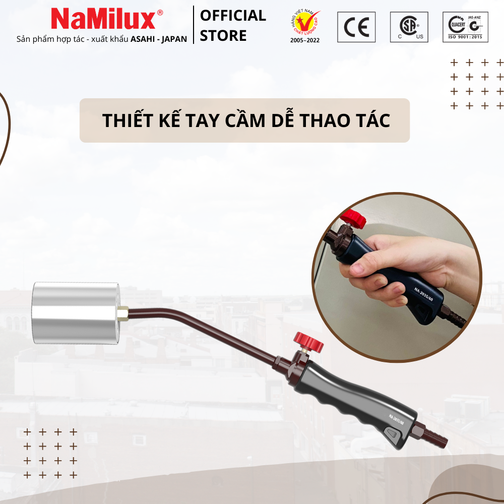 Bộ Đèn Khò Gas Công Nghiệp NaMilux I Ngắt Gas Tự Động I Đường Kinh Ống Lửa 60mm I Hàng Chính Hãng