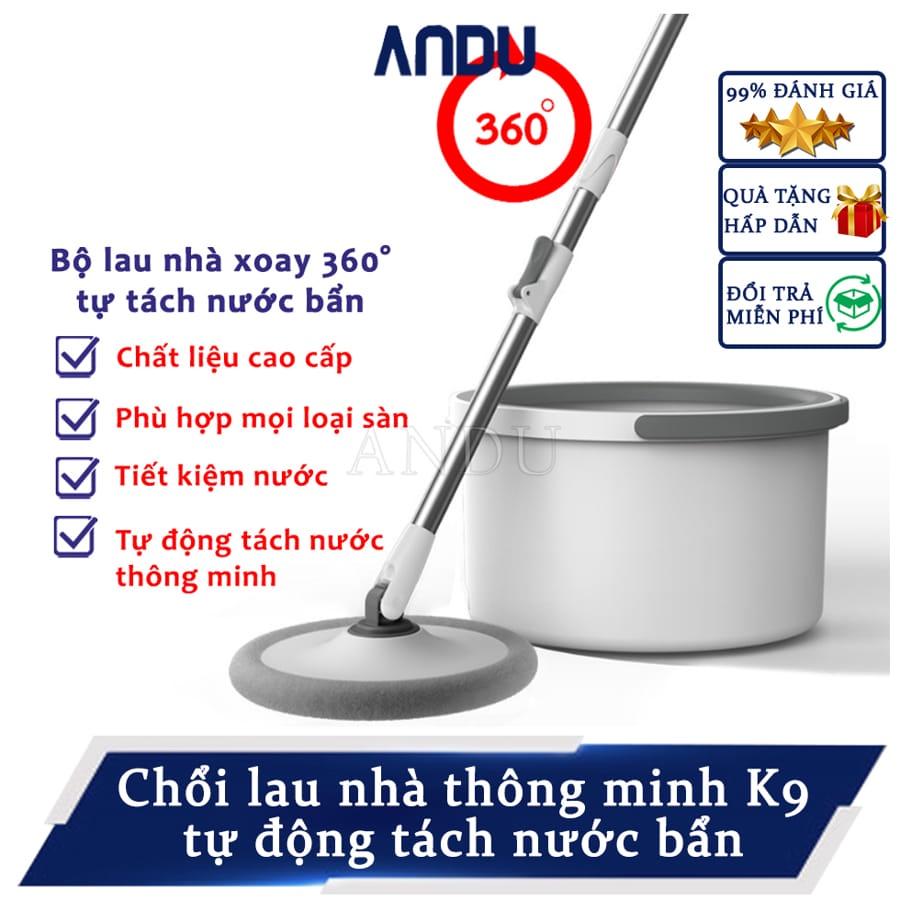 Bộ Lau Nhà K9 Xoay 360 Độ, Cây Lau Nhà Tách Nước Bẩn K9  Chổi Lau Nhà Tự Vắt Thông Minh Cao Cấp Thế Hệ Mới