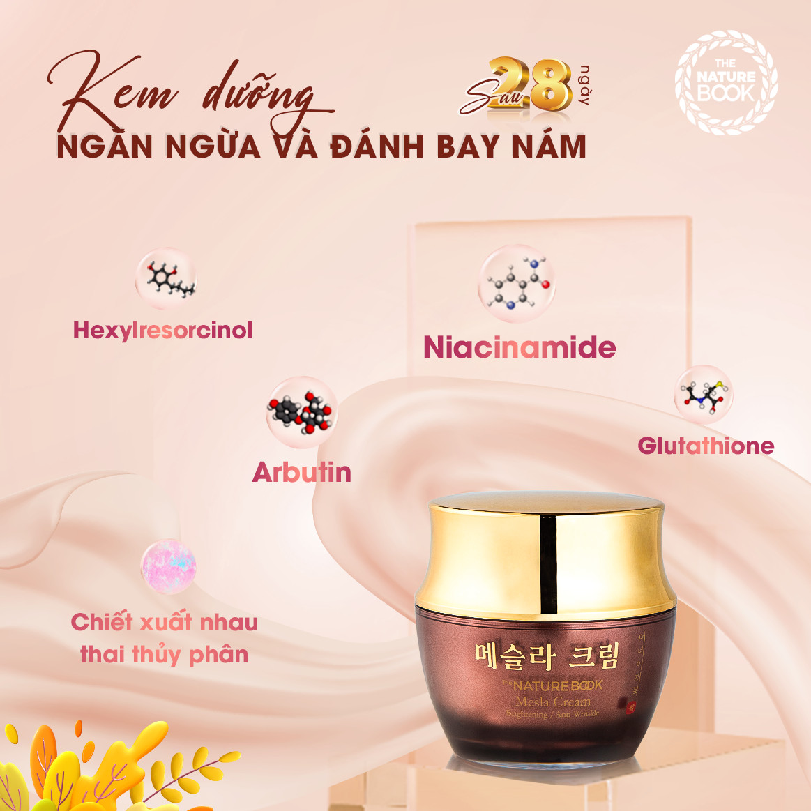 Kem Ngừa Nám Dưỡng Trắng Da The Nature Book Mesla Cream 50g