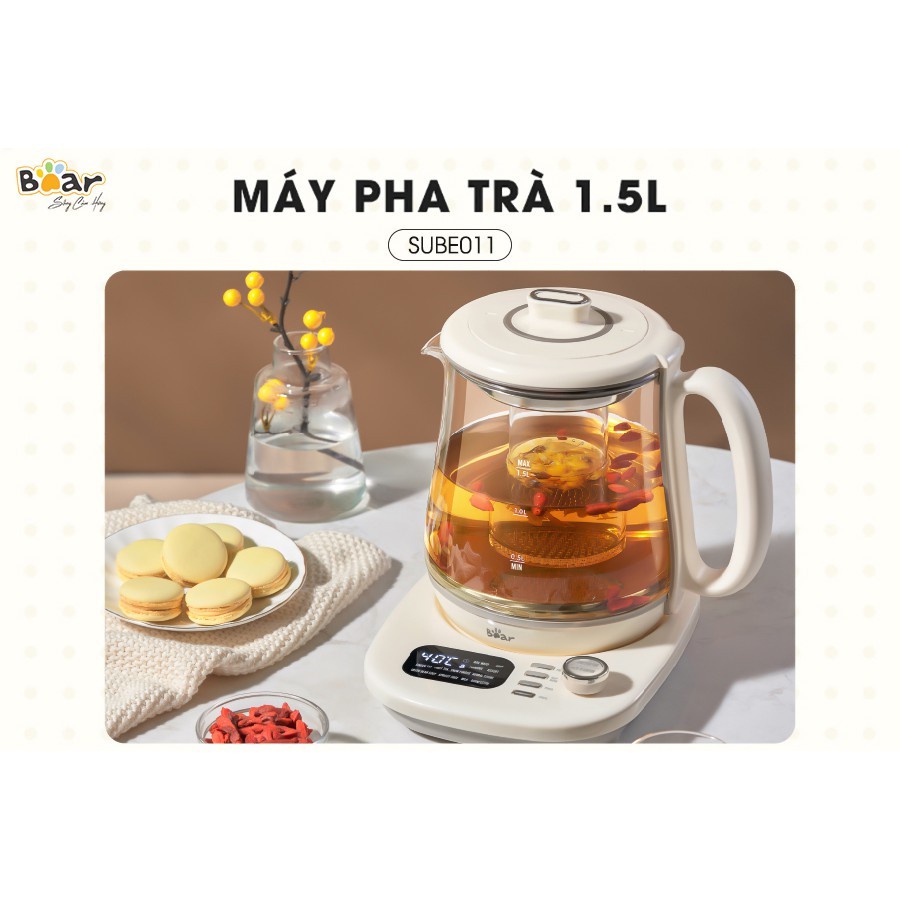 Máy pha trà thủy tinh dung tích 1,5L nhỏ gọn tiện lợi, Ấm trà dưỡng sinh đa năng YSH-C15Q5. BH 12 tháng