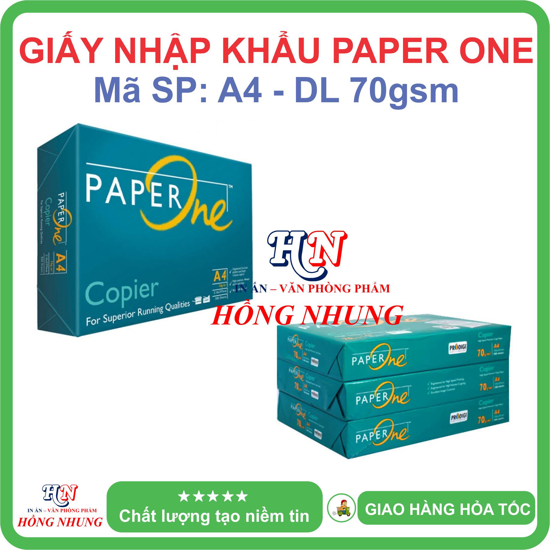 [HỒNG NHUNG] Giấy In A4 Paper One - Định Lượng 70gsm/80gsm, Chất Lượng Tốt, Hàng Giấy Thùng