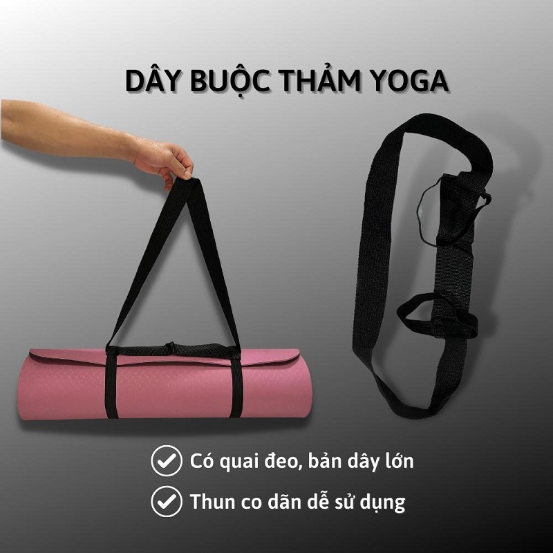 Dây buộc thảm bản bự tập Yoga, dây đeo thảm, dây buộc thảm bản lớn chất liệu cotton vòng thun co giãn rộng 4cm dài 125cm