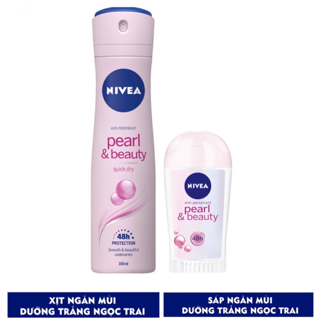 Bộ đôi Nivea Pearl and Beauty: Xịt 150ml và sáp 40ml ngăn mùi Ngọc trai quyến rũ