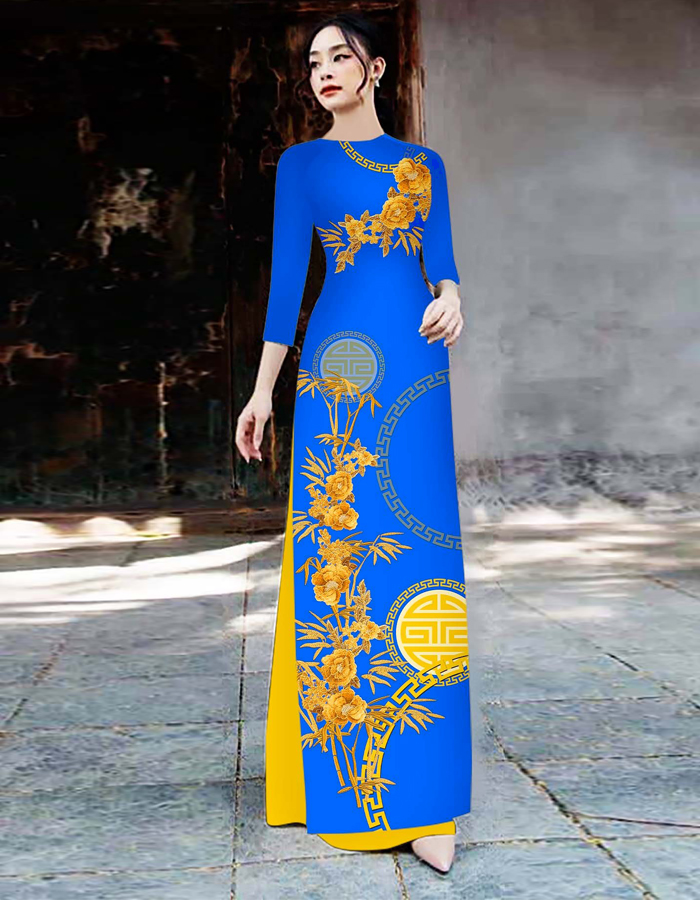 Áo dài cách tân In 3D họa tiết Trúc thọ sang trọng AD021- Lady fashion