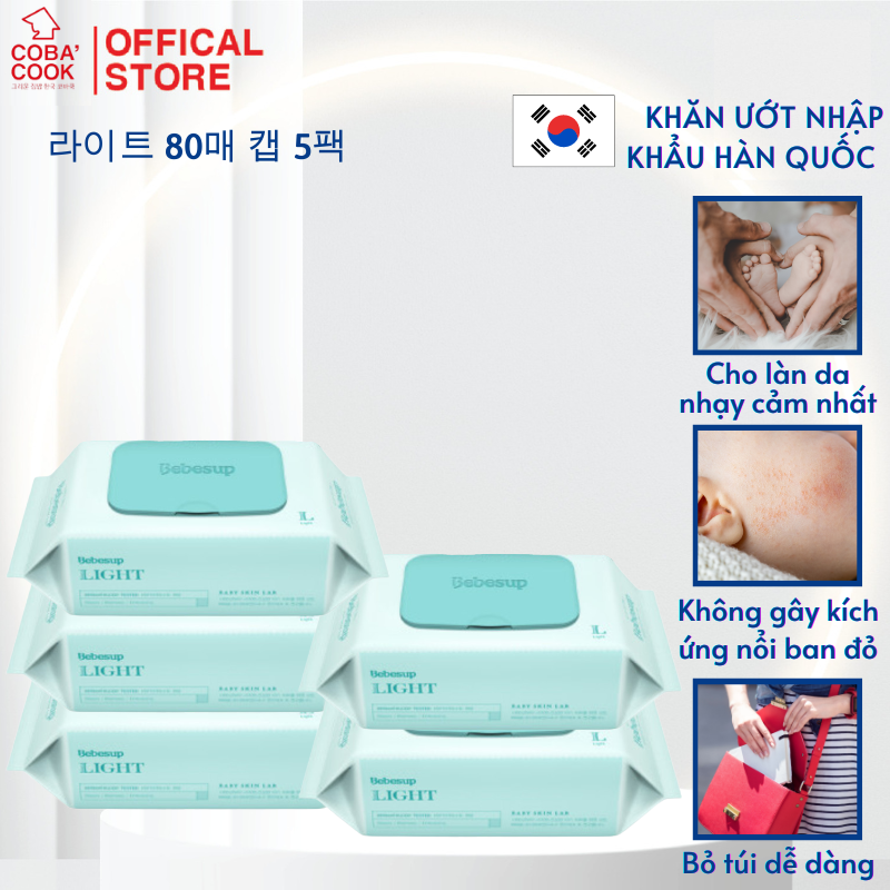 Combo 5 gói Khăn Ướt Signature/ Zero/ Sensitive/ Light/ Primier Nhập Khẩu Hàn Quốc