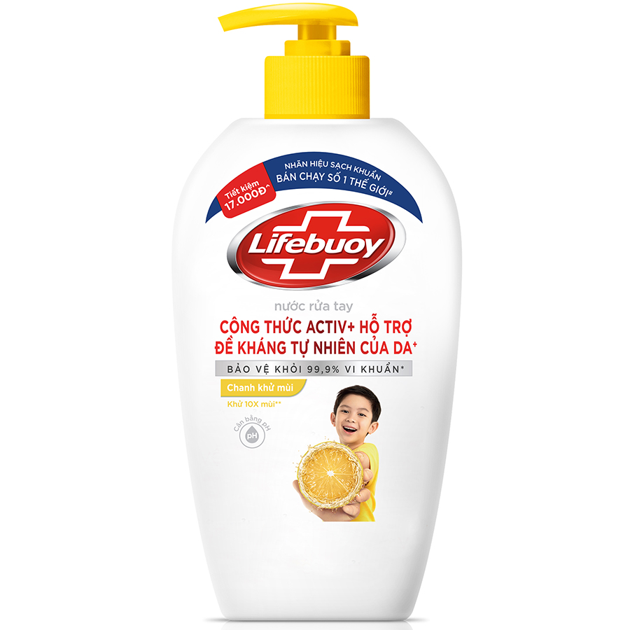 Combo 2 Nước Rửa Tay Lifebuoy Cho Tay Làm Bếp Giúp Khử Mùi Khó Chịu Và Bảo Vệ Khỏi 99.9% Vi Khuẩn Trên Tay Chai 450g