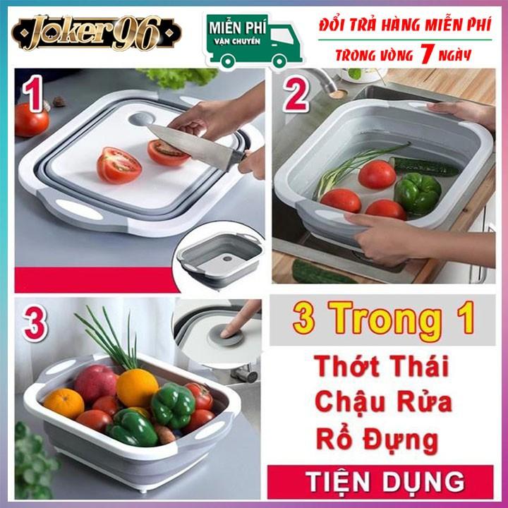 Chậu gấp gọn kiêm thớt và rổ đựng đa năng loại LỚN 3in1 Đa Năng Tiện Dụng