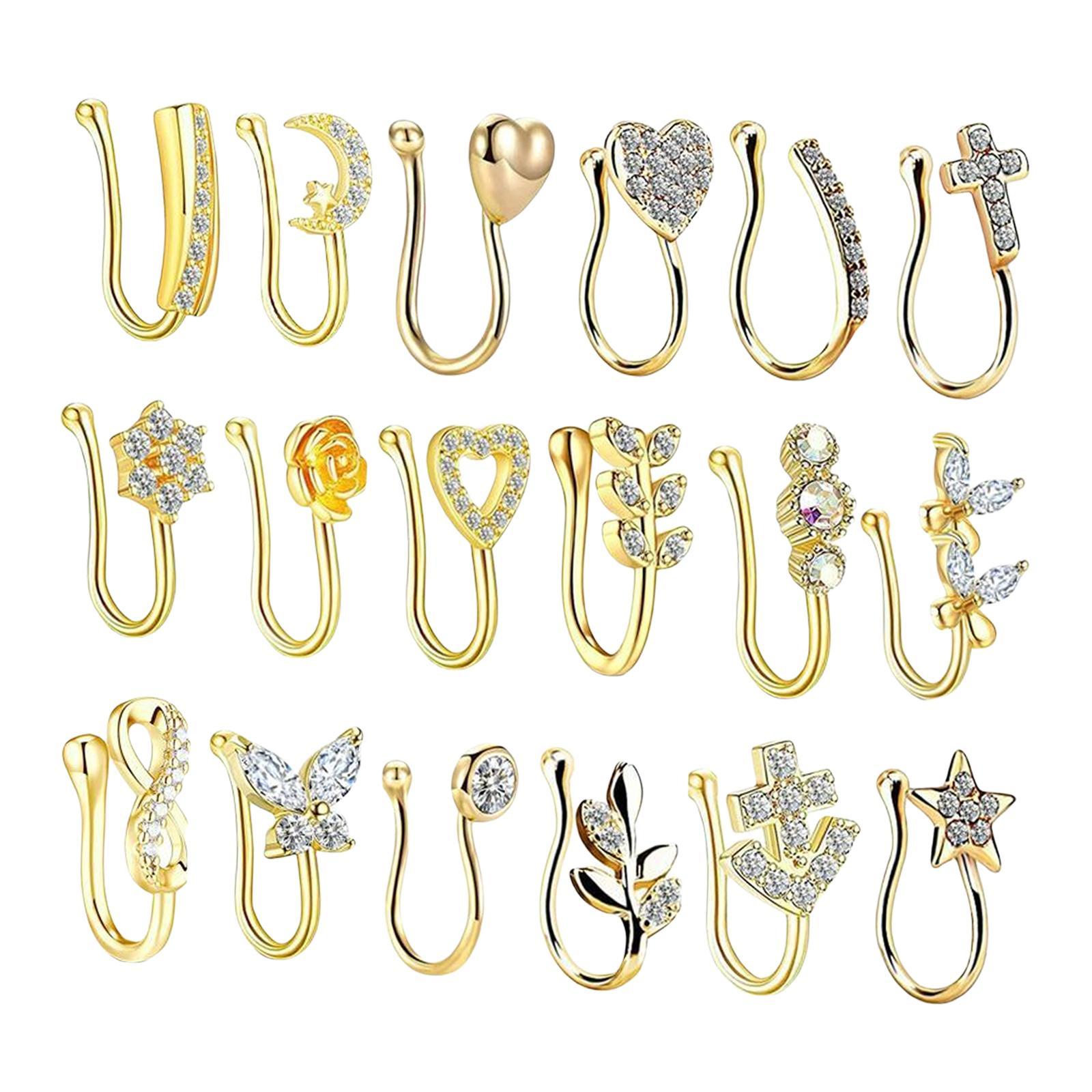 18 Pieces Fake Nose Rings  Nose Clip Body Jewelry Gifts Fashion