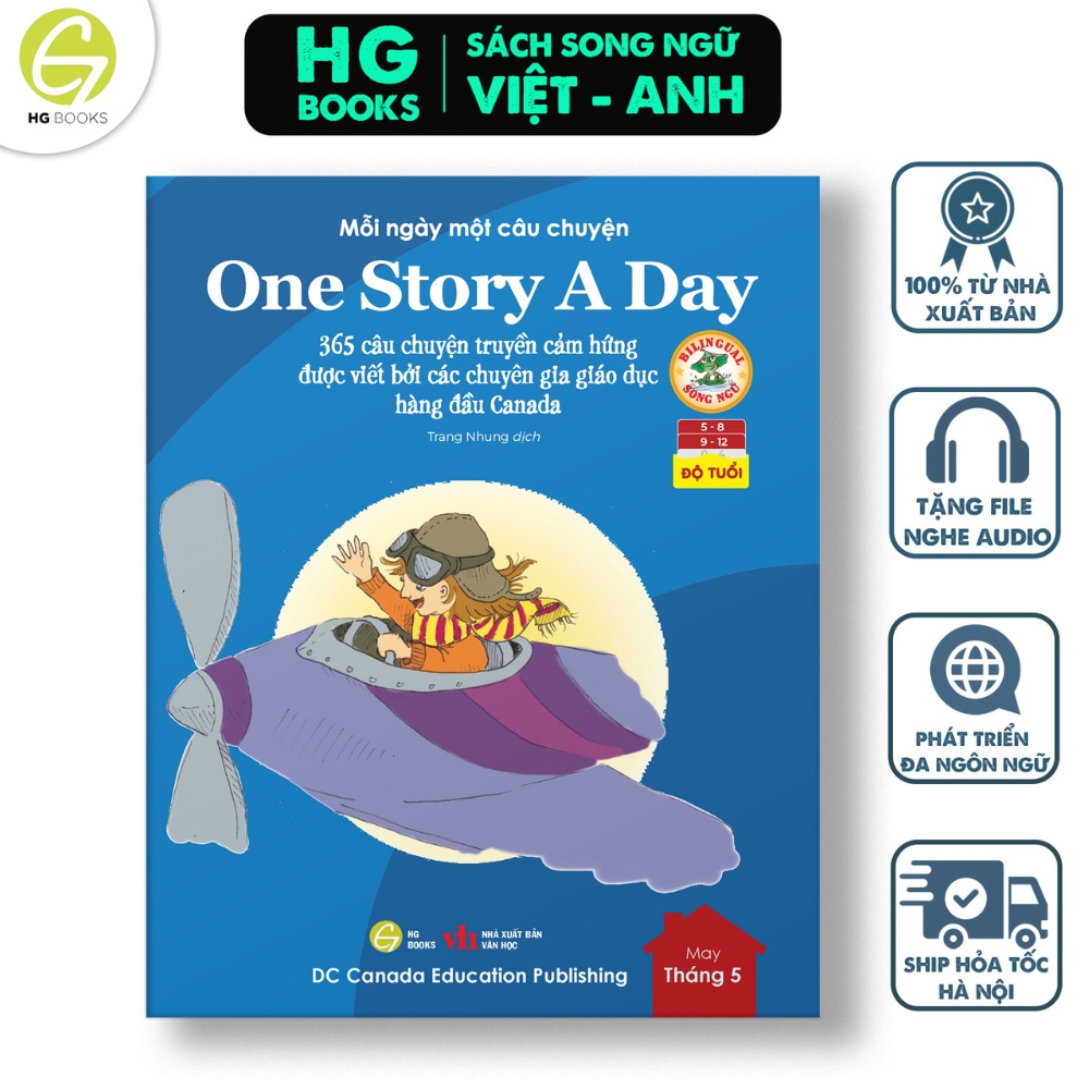 Sách - One Story A Day - CUỐN 5 : 365 câu chuyện phát triển IQ, EQ cho bé - Bản song ngữ tặng kèm file nghe