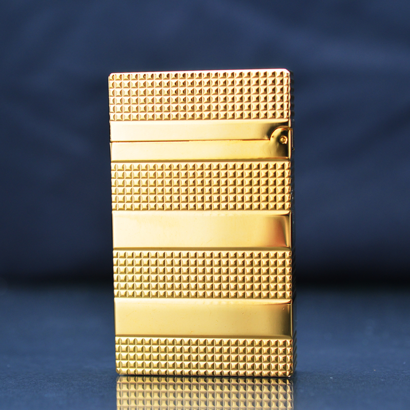 Vỏ Hột Quẹt Bật Lửa Upon D72V Sơn Mài Ánh Vàng Bóng Họa Tiết Ô Vuông Kẻ Ngang Cao Cấp