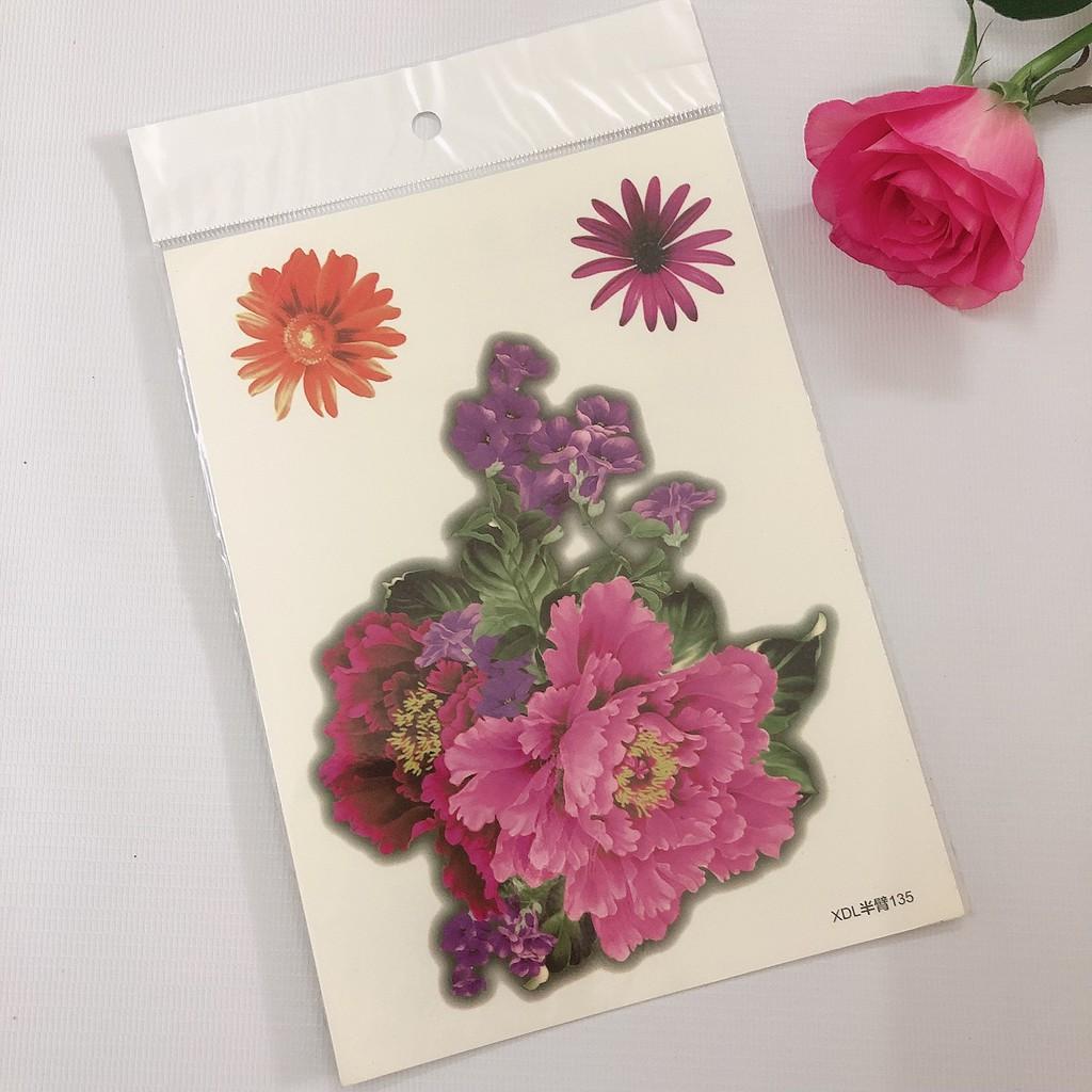 Hình xăm dán hoa mẫu đơn màu 3d bắp tay- mua 2 tấm tặng 10x20cm