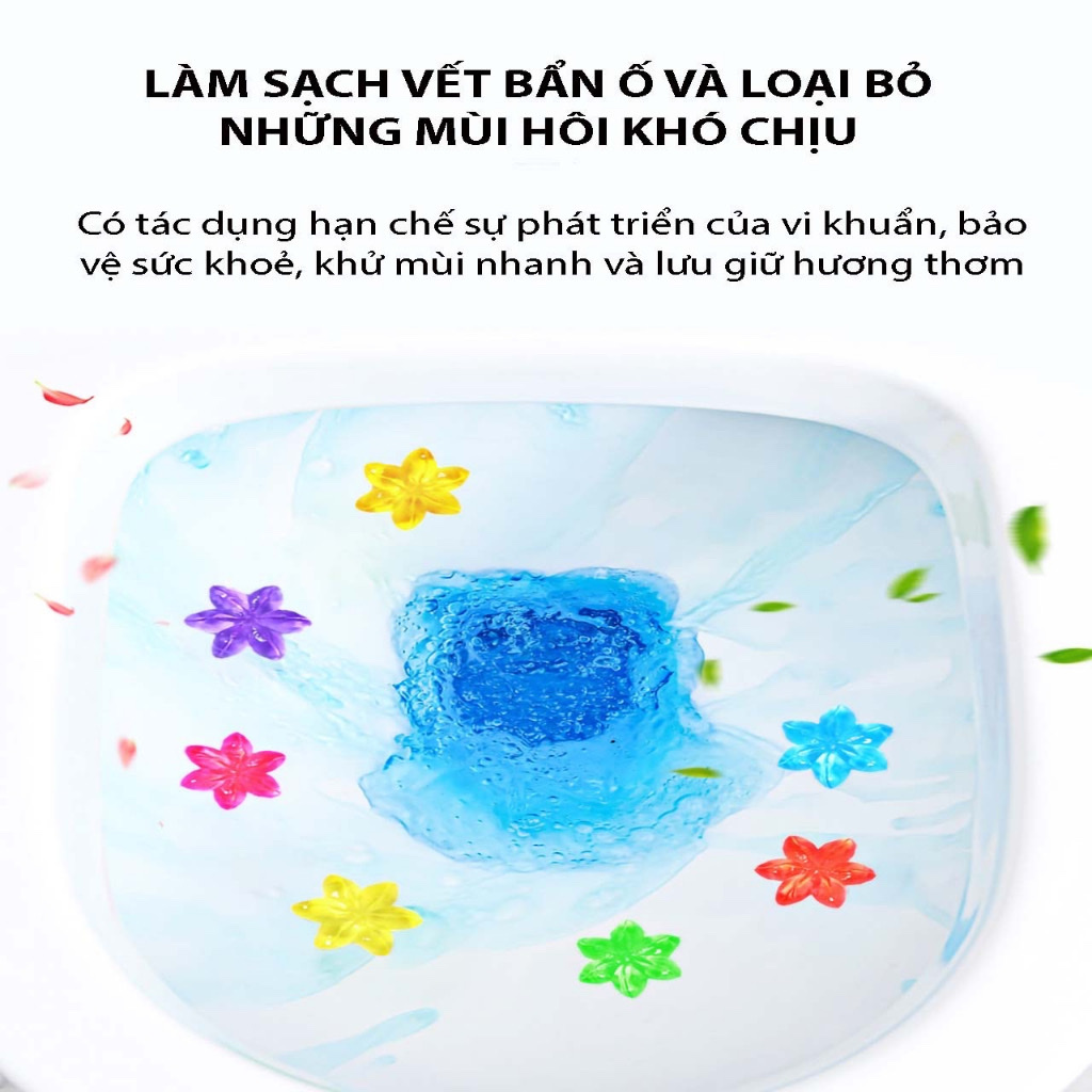 Combo 5 hộp  ống gel thơm  hình bông hoa , làm sạch, khử mùi toilet và diệt  khuẩn  giúp bồn cầu luôn sạch bong, sáng bóng dùng được cho mọi loại bồn cầu và cả lavabo mùi thơm tự nhiên tạo cảm giác dễ chịu khi sử dụng, an toàn  tiện lợi và nhanh chóng.