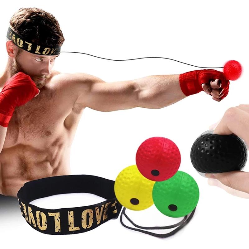 Quyền anh Phản xạ bóng đầu băng tần Head Tốc độ Boxing Ball Sanda Thiết bị huấn luyện chiến đấu với dây bungee 20g PU Boam Ball Color: yellow